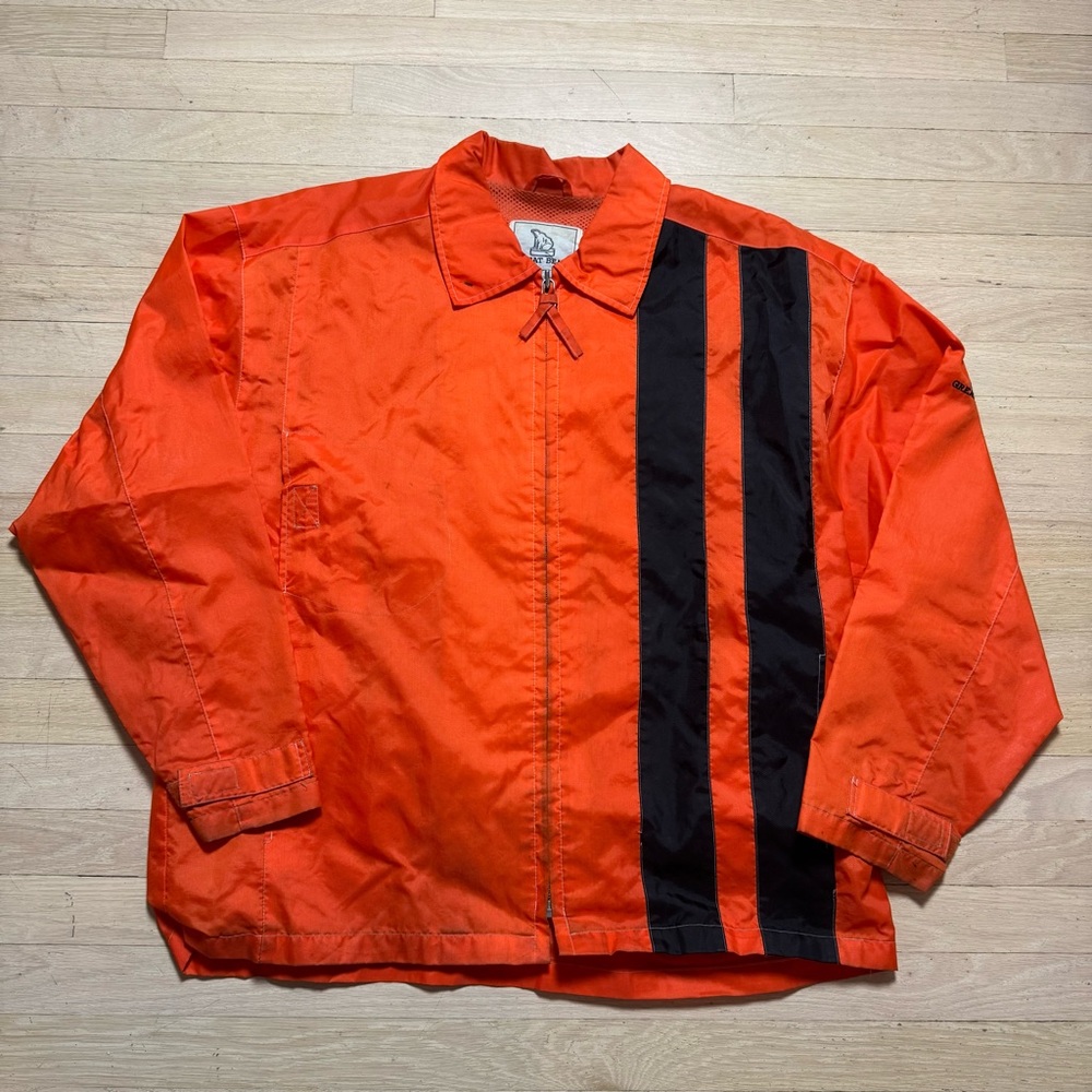 Vintage 90s Great Bear Orange Black Stripe Windbreaker Jacket Mens M Retro